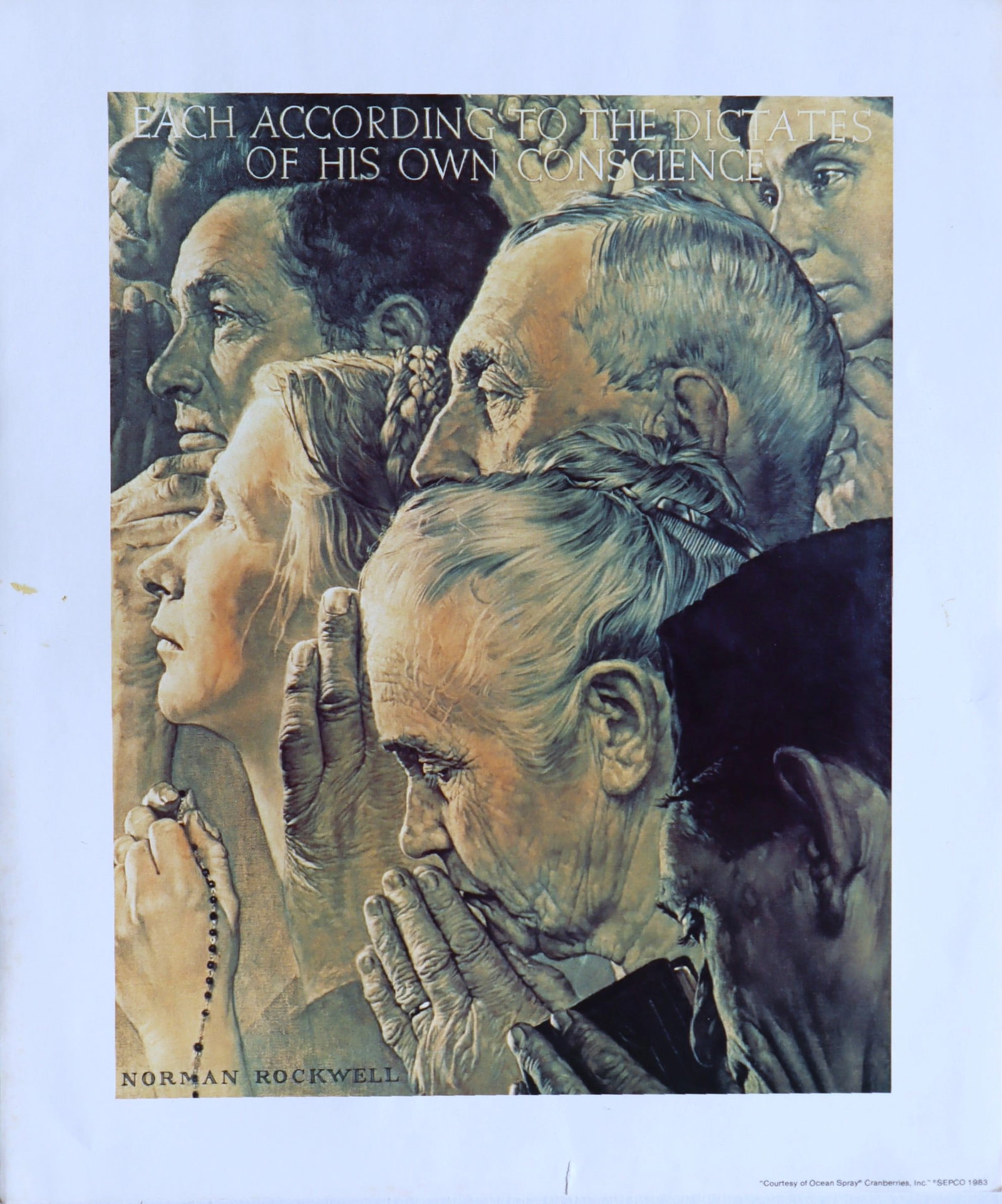 Norman Rockwell, Freedom of Worship, Lithograph, 1983 (1 of 2)