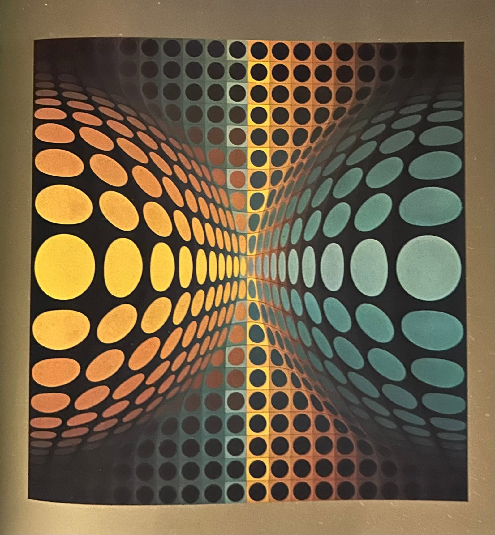 Victor Vaserely, Psychadelic patterning 2: Description: Title: Psychadelic patterning 2 Type: Monograph on paper, framed Not Signed or numbered, as published Published by Editions Du Griffon Neuchatel in 1971, and printed in Switzerland. Size 