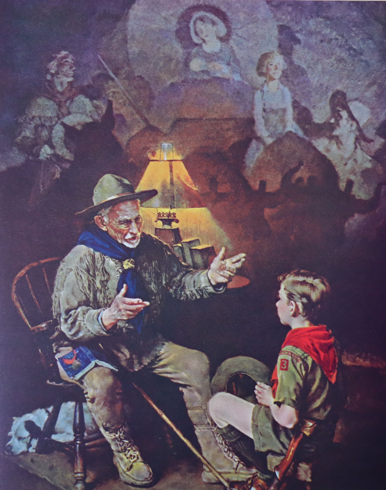 Norman Rockwell, 'Scout Memories', Offset Lithograph, 1969: Artist: Norman Rockwell (American, 1894-1978) Title: Surface: Gloss Paper Type: Offset Lithograph Year: 1969 Size: 14"x11" inches (35.6 x 27.9 cm) (sheet, each)Origin: USA Signed: No Artist Bio: First