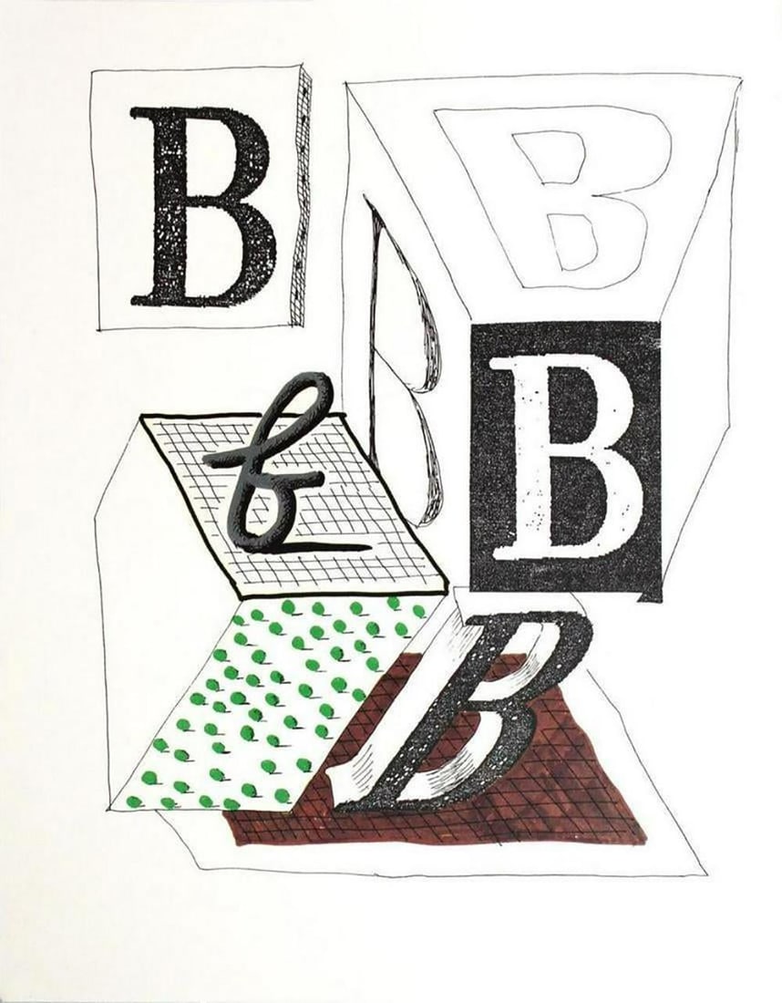 David Hockney, Letter B - Framed Lithograph: Artist: David Hockney. Title: Letter B from "Hockney's Alphabet" Year: 1991. Dimensions: 12 5/8in. by 9 5/8in. Frame size approx: 20x17 Inches. Publisher: Faber and Faber Limited London. Suite: Hockne