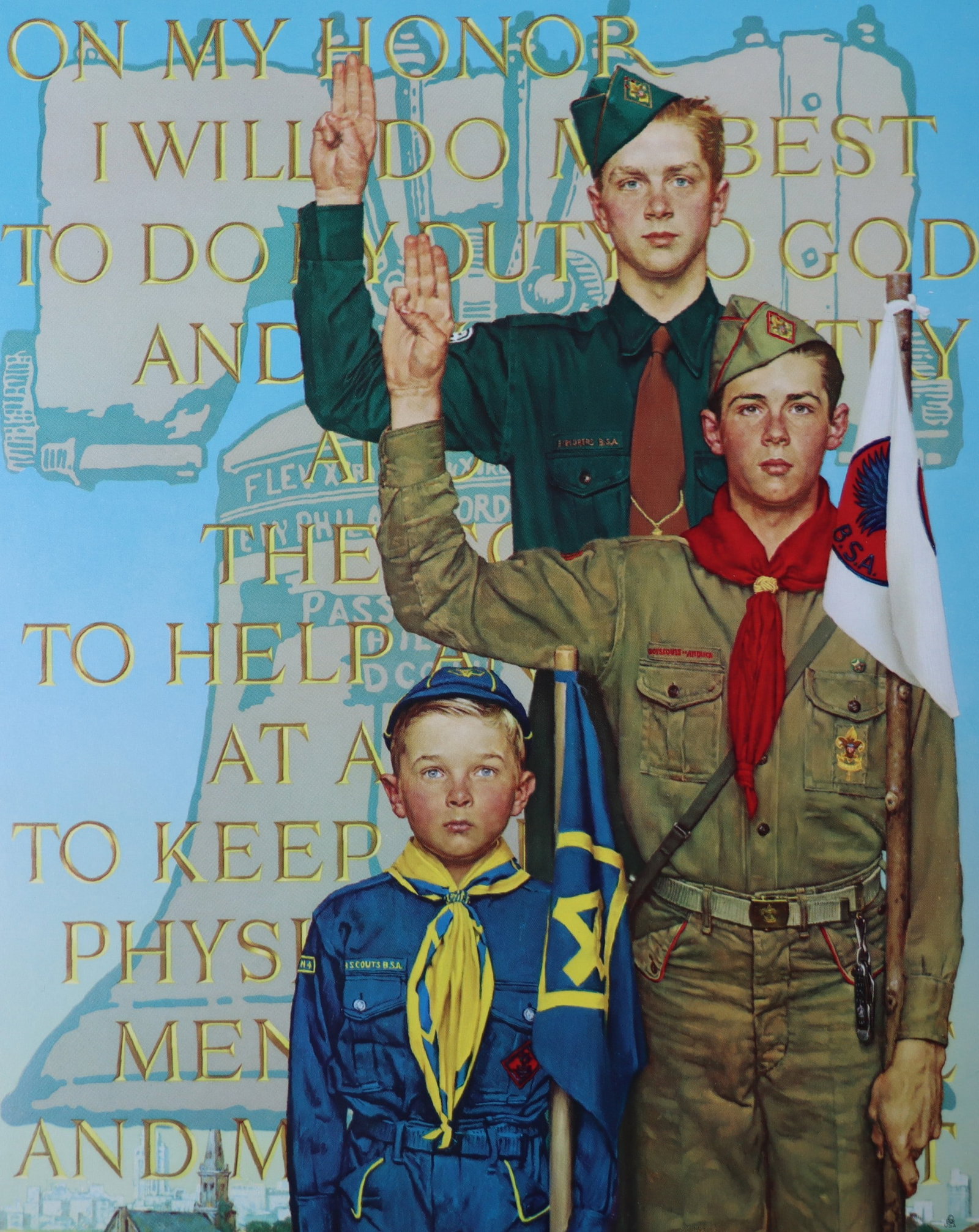 Norman Rockwell, 'On My Honor', Offset Lithograph, 1969: Artist: Norman Rockwell (American, 1894-1978) Title: Surface: Gloss Paper Type: Offset Lithograph Year: 1969 Size: 14"x11" inches (35.6 x 27.9 cm) (sheet, each)Origin: USA Signed: No Artist Bio: First