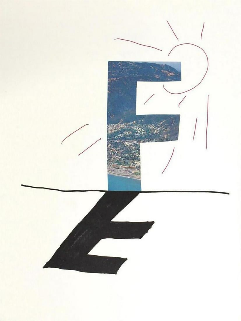 David Hockney, Letter F - Framed Lithograph: Artist: David Hockney. Title: Letter F from "Hockney's Alphabet" Year: 1991. Dimensions: 12 5/8 in. by 9 5/8in. Frame size approx: 18 x 15 Inches. Publisher: Faber and Faber Limited London Suite: Hock