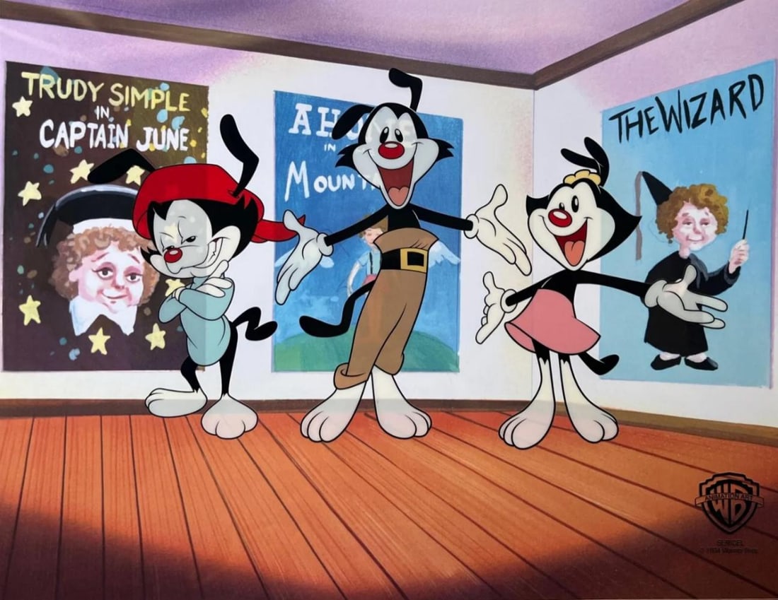 Warner Bros, Animaniacs Animation, Limited Edition sericel: Limited edition artistic recreation sericel of Animaniacs titled "At The Movies". This fantastic animation features Dot, Yakko, and Wakko as they appeared in the classic original animated cartoon . Th