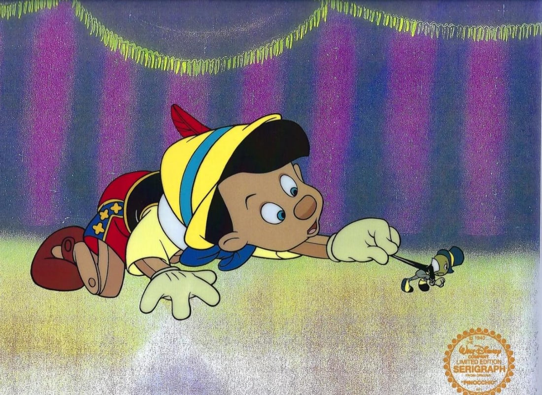Disney, Pinocchio & Jiminy Cricket, Limited Edition sericel (1 of 1)