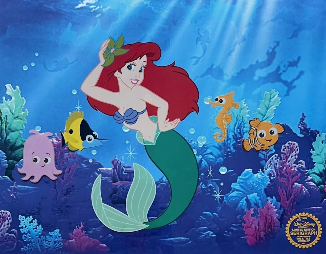 Disney, 'The Little Mermaid - Ariel', Limited Edition Animation Cel: Limited edition Serigraph Cel of Ariel from The Little Mermaid. From 1989 Walt Disney Studios - The Little Mermaid. Disney?s own artists have selected this scene from the original animation drawings u