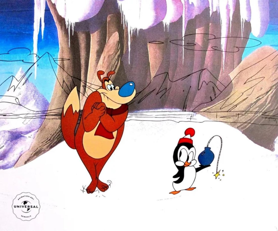 Universal Studios, Chilly Willy The Penguin & Smedly, Limited Edition Animation Cel: Limited edition Sericel titled "Chilly Willy & Smedly". This Cel measures 12.5" x 10.5", comes unframed, in excellent condition. This piece bears an authentication stamp by Universal Studios. Publishe