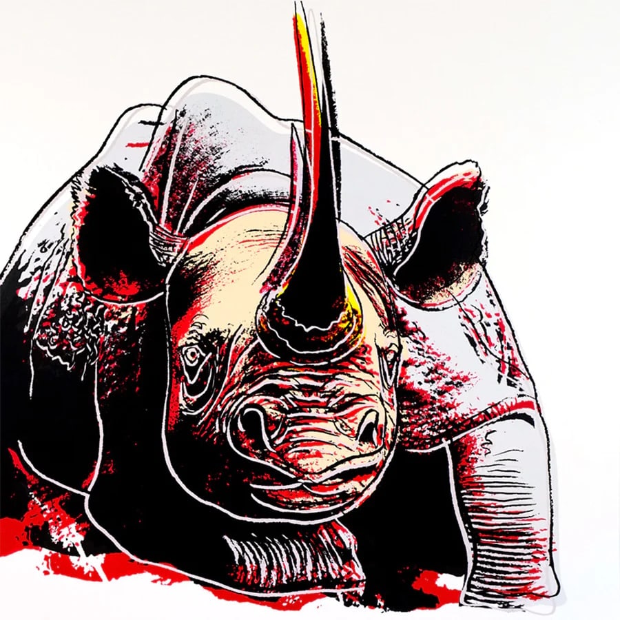 Andy Warhol, (After) BLACK RHINOCEROS, FSIIB 301 from Endangered Species Portfolio, 1983: Andy Warhol title; BLACK RHINOCEROS, FSIIB 30 from Endangered Species Portfolio, 1983 silkscreen, Printer's proof, not signed and not numbered Paper size: 38 x 38 inch Images size: 38 x 38 inch Condit