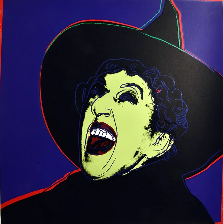 Andy Warhol, (After) The Witch 1981 Screenprint From Myths Portfolio: ANDY WARHOL The Witch, 1981 Screenprint in colors on lenox museum board Unsigned and Unnumbered Printer's proof (outside the edition) Size: 38" x 38" (sheet) Printer: Rupert Jasen Smith, New York Publ