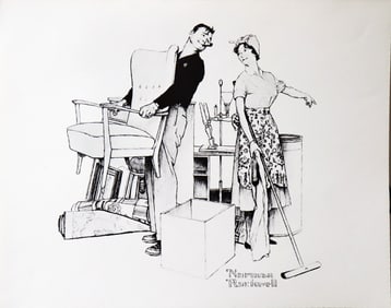 Norman Rockwell, Settling In (Moving Furniture), Lithograph, 1980