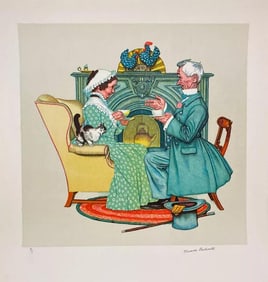 Norman Rockwell 'Gaily Sharing Vintage Time', Signed Limited Editon Lithograph, 1977