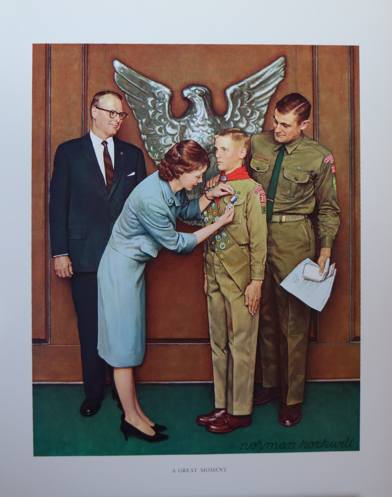 Norman Rockwell, 'A Great Moment', Offset Lithograph, 1969: Artist: Norman Rockwell (American, 1894-1978) Title: Surface: Gloss Paper Type: Offset Lithograph Year: 1969 Size: 14"x11" inches (35.6 x 27.9 cm) (sheet, each)Origin: USA Signed: No Artist Bio: First