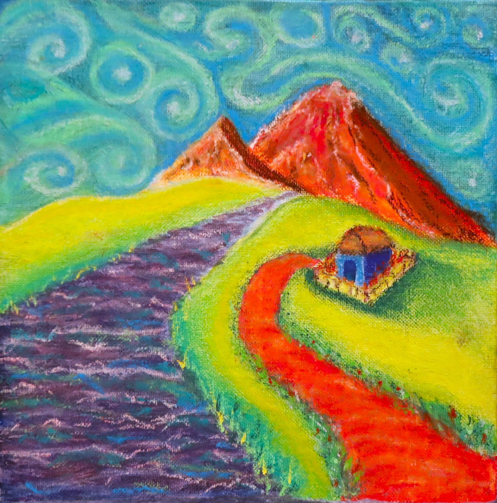 Jenny Quest, Surreal Cottage, Original Pastel Drawing, 2024 (1 of 5)