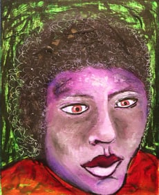 Jenny Quest, Purple Portrait, Original Mixed Media Painting, 2024