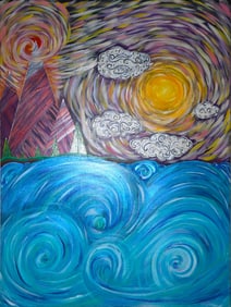 Jenny Quest, Nature Swirls, Original Acrylic Canvas Painting, 2020