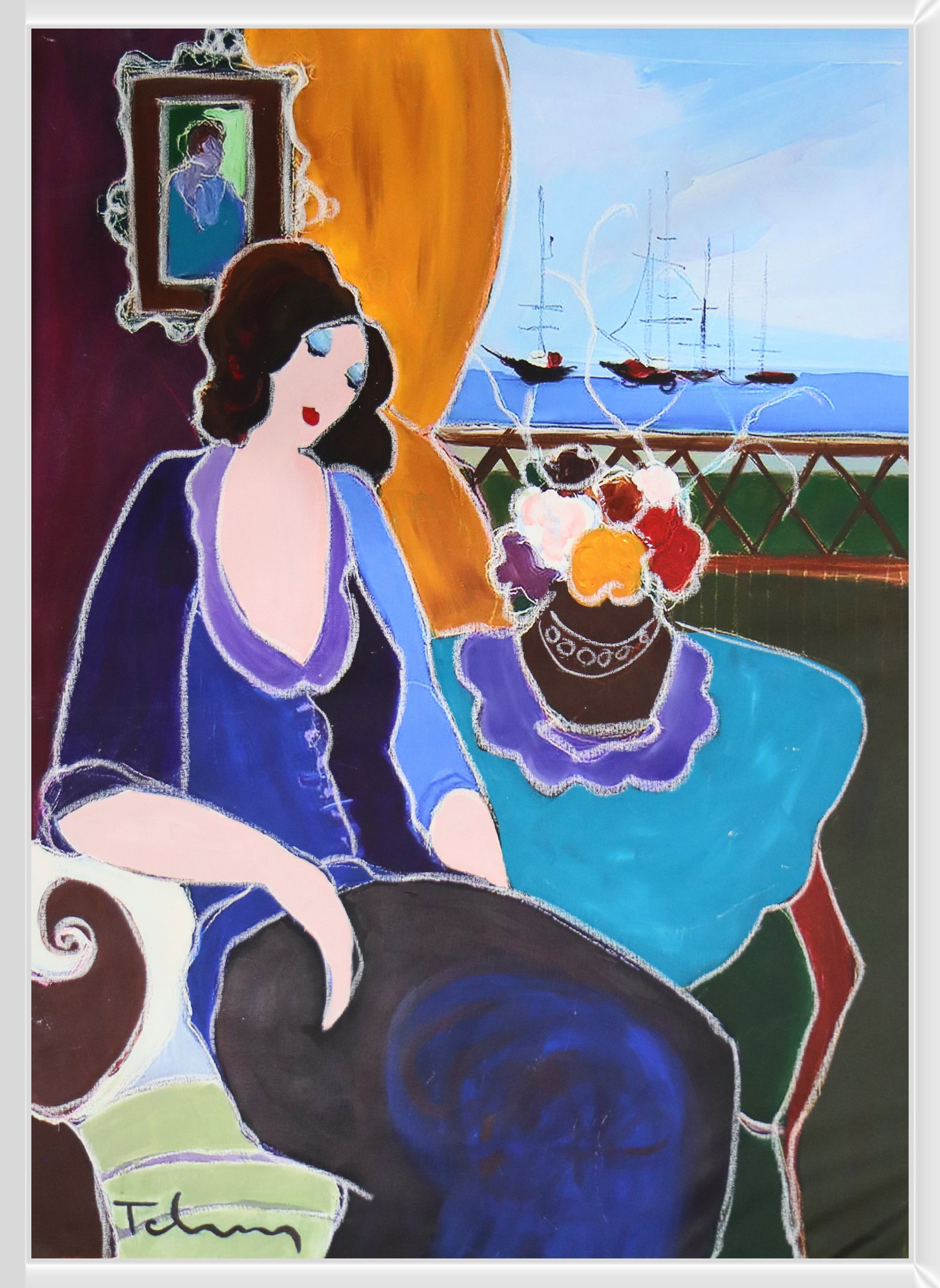 Itzchak Tarkay, 'Delila' Original Mixed Media On Canvas 30 x 40: Artist: TARKAY, ITZCHAK Title: Delila Year: 1993 Size: 30 X 40 INCHES Medium: ORIGINAL MIXED MEDIA WITH ACRYLIC ON CANVAS Edition: ORIGINAL 1/1 Description: Hand signed by the artist The artwork is in