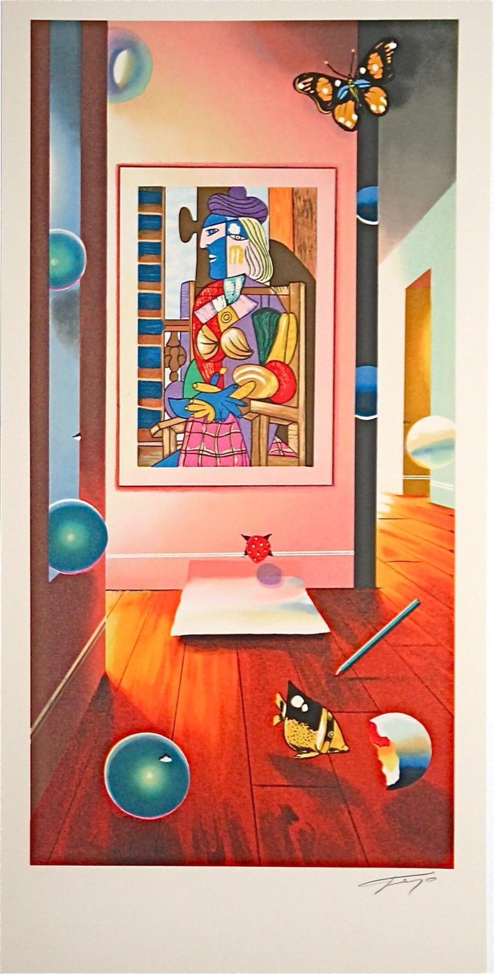 Ferjo, 'Cubist Room', Signed Artist Proof Lithograph w/ COA: Ferjo - Fernando de Jesus Oliveira (Bahia, Brazil in 1946) "Cubist Room Lithograph on paper 23.5" X 11 1/2" Signed & numbered in pencil Edition number: AP (Aside from the edition of 350) The artwork i