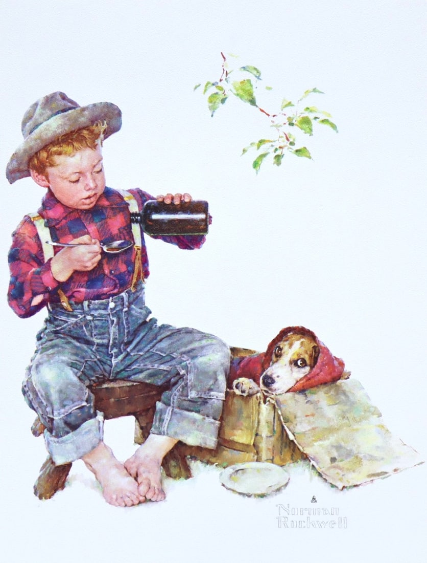 Norman Rockwell, Mysterious Malady, Colotype: Artist: Norman Rockwell (1894-1978) Dimensions: 12"x9" Type: Fine Art Print Surface: Paper Year: C.1980s Artist Bio: Norman Rockwell (1894-1978) was an iconic American painter and illustrator famous f