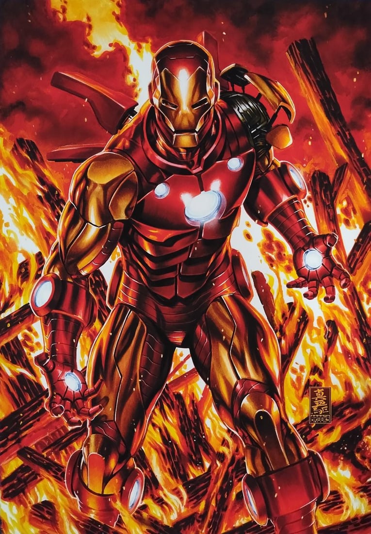 Mark Brooks, Iron Man, Marvel Comics Signed Limited Edition Fine Art Print: Artist: Mark Brooks Title: Iron Man Edition: Out of 300 Type: Print Year: 2020 Size: 24" x 18" Country of Origin: USA Condition: Mint Subject: A fiery new Marvel Comics art print by celebrated cover a