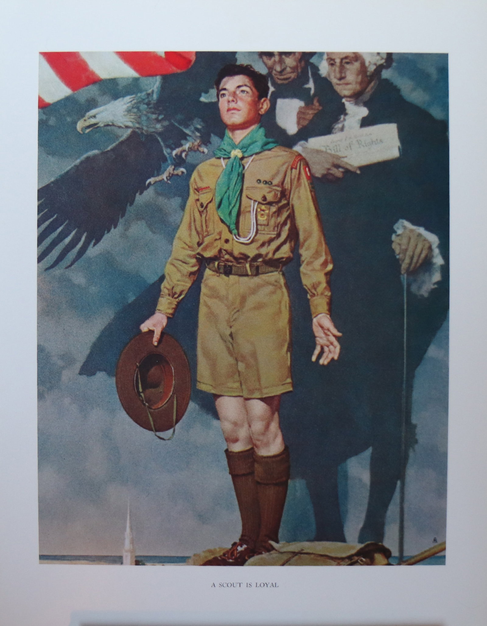 Norman Rockwell, 'A Scout Is Loyal', Offset Lithograph, 1969: Artist: Norman Rockwell (American, 1894-1978) Title: Surface: Gloss Paper Type: Offset Lithograph Year: 1969 Size: 14"x11" inches (35.6 x 27.9 cm) (sheet, each)Origin: USA Signed: No Artist Bio: First