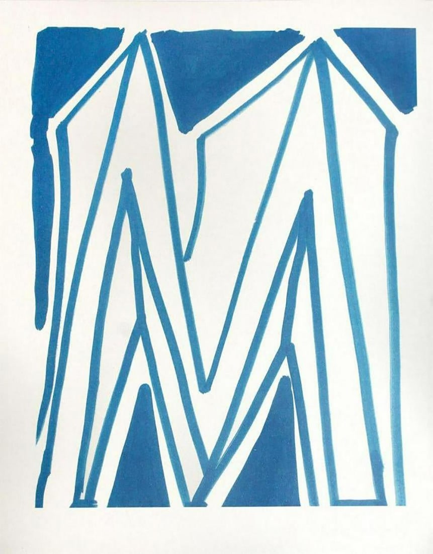 David Hockney - Letter M - Framed Lithograph: Artist: David Hockney. Title: Letter M from "Hockney's Alphabet" Year: 1991. Dimensions: 12 5/8 in. by 9 5/8in. Frame size approx: 18 x 15 Inches. Publisher: Faber and Faber Limited London Suite: Hock