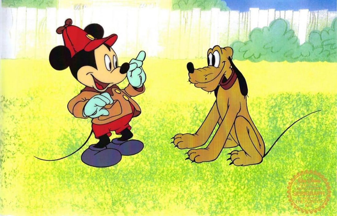 Disney, Mickey Mouse Pluto The Pointer Limited Edition Sericel: Item Details Description Limited Edition Serigraph Cel of Mickey Mouse & Pluto. From 1939 Walt Disney'studios - THE POINTER. Disney?€?s own artists have selected this scene from the ORIGINAL anim
