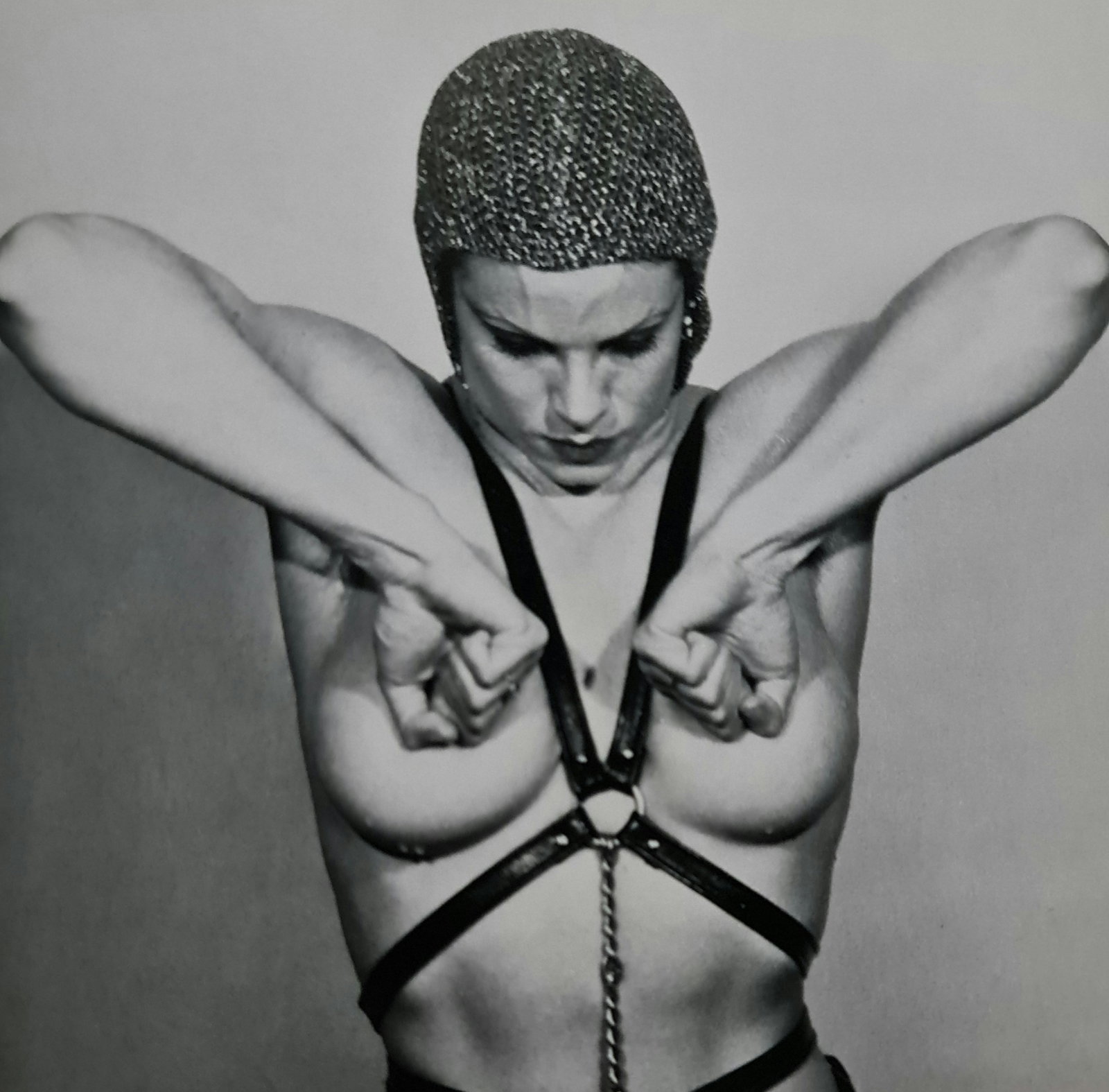 Robert Mapplethorpe, Lisa Lyon posing: Photographer: Robert Michael Mapplethorpe (1946-1989) was an American photographer, best known for his black-and-white photographs. His work featured an array of subjects, including celebrity portrait