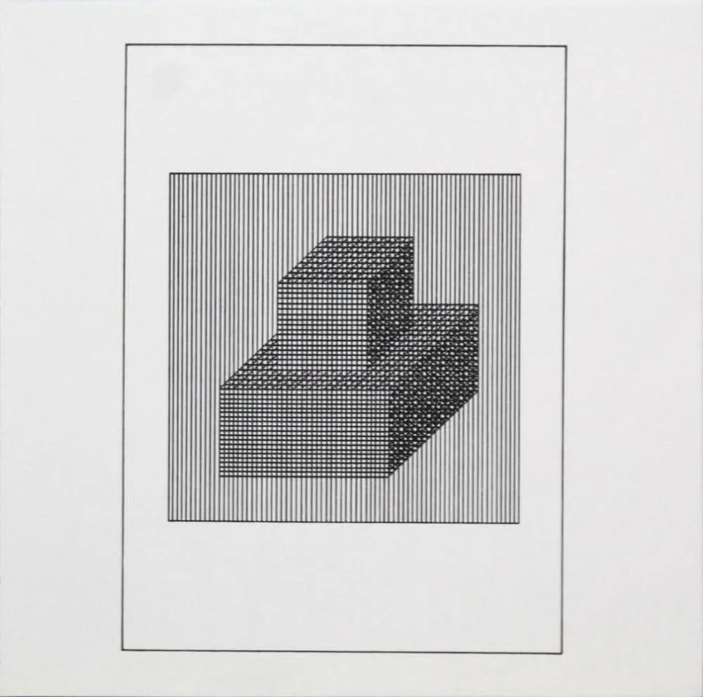 Sol Lewitt, 'Untitled' - Square Centered On Rectangle, From The Suite 'Ficciones', Silkscreen (1 of 1)