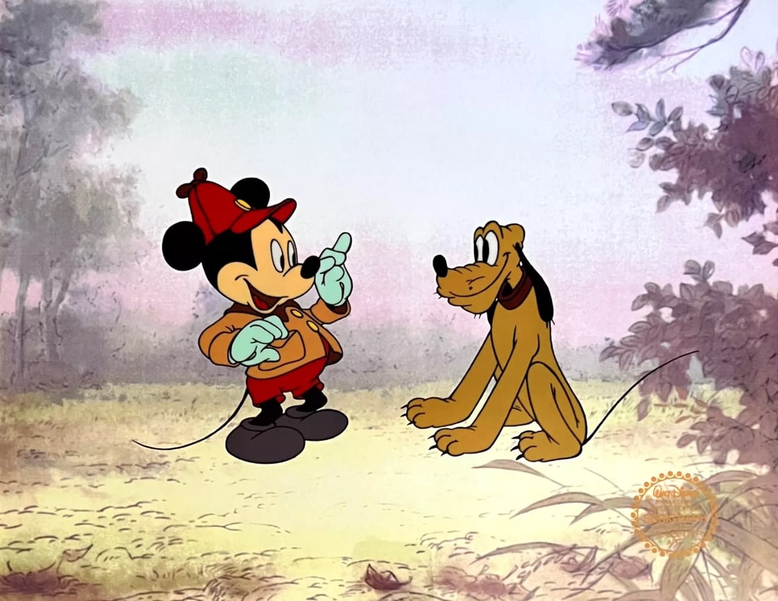 Disney, Mickey Mouse & Pluto On the Hunt, Limited Edition Animation Sericel (1 of 1)