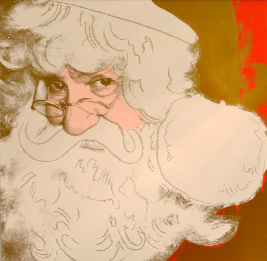 Andy Warhol, (After) Santa Claus from Myths Portfolio 1981 Silkscreen, on Lenox Museum Board with: Warhol, Andy (After) Santa Claus from Myths Portfolio 1981 Silkscreen, on Lenox Museum Board with diamond dust Publisher's proof, unsigned Paper size 38 x 38 inch Images size 38 x 38 inch very good co