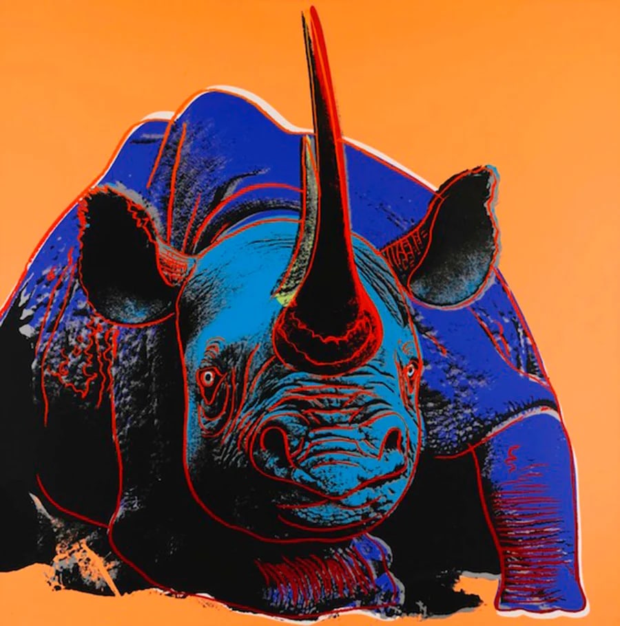 Andy Warhol (After), Endangered Species Portfolio BLACK RHINOCEROS, 1983: Andy Warhol, (After) Endangered Species Portfolio BLACK RHINOCEROS, 1983 Screenprint in colors Images size 38 x 38 in This work is an unsigned and Unnumbered Printer's proof, outside of the edition Pr