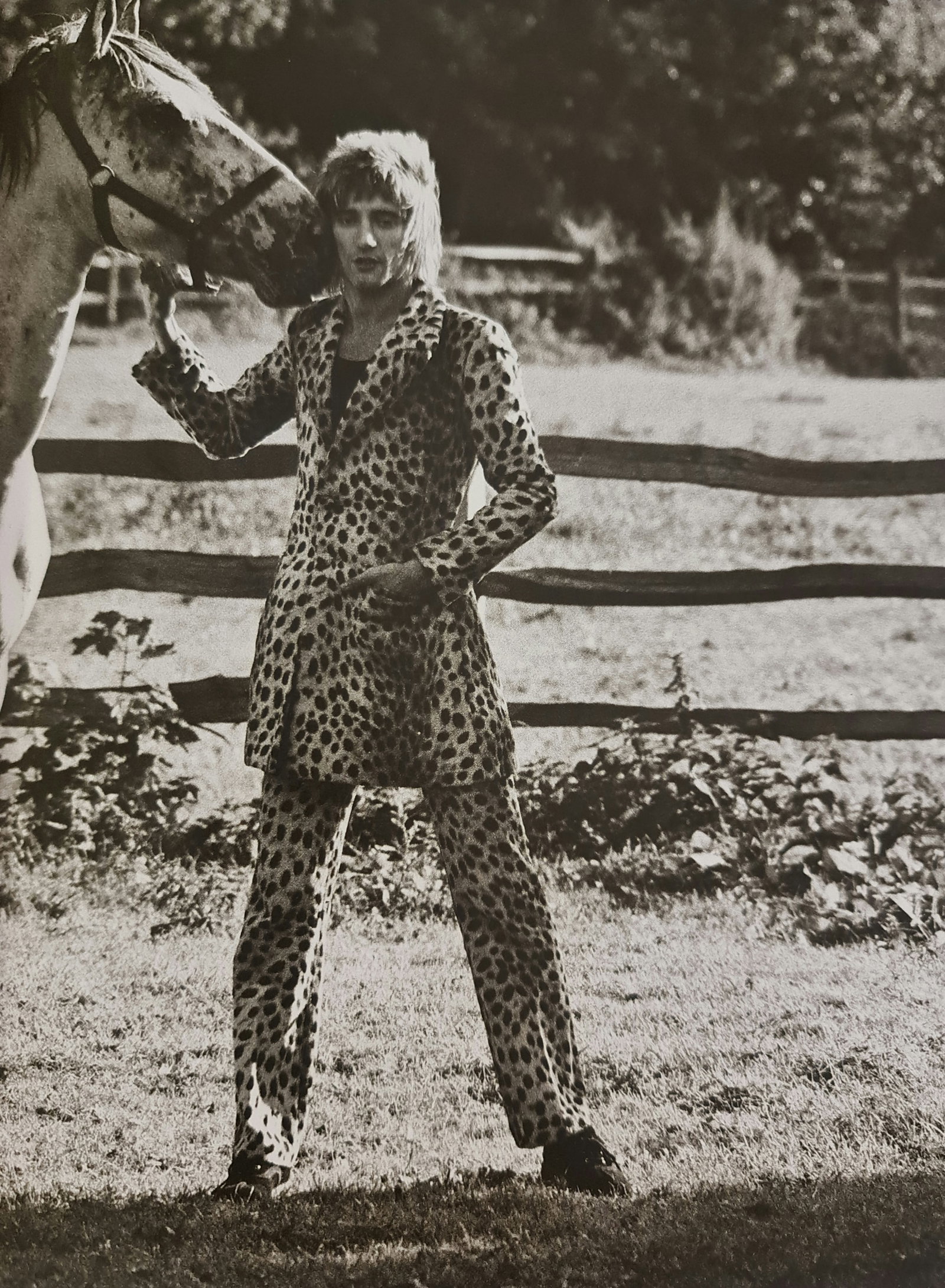 Terry O'Neill, Rod Stewartin The Grounds Of His House In Old Windsor, England, 1971: Photographer: Terry ONeill was a British photographer, known for documenting the fashions, styles, and celebrities of the 1960s. Title: Rod Stewartin the grounds of his house in Old Windsor, England D