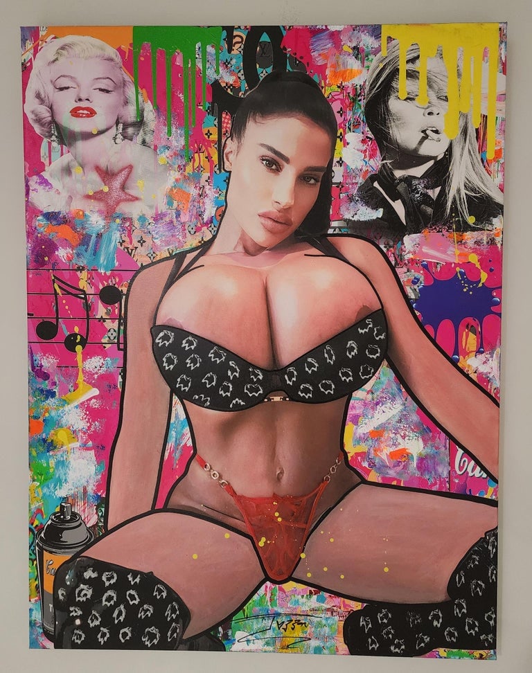 Jozza, 'Siri - Yours forever',Original Pop Art Canvas Painting, 2024, 30"x24": Artist: Jozza Pop Art Title: "Siri - Yours Forever" Influences: Fitness Model Surface: Canvas Medium: Acrylic Paint Dimensions: 40"x30" Technique: Pop Art Year: 2024 Hand Signed on The Front & back by