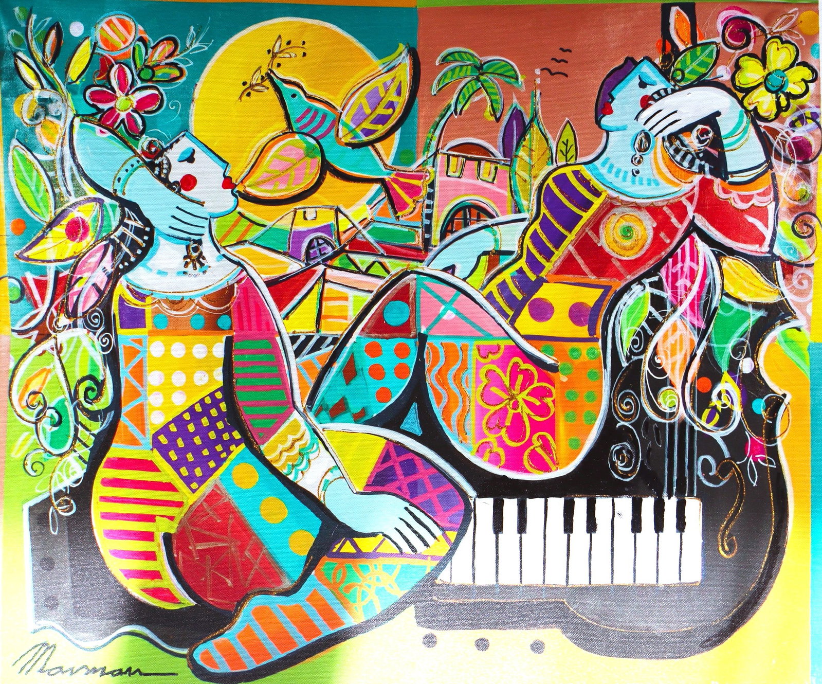 Isaac Maimon, Song of Meditation - Renaissance Series, Mixed Media on Canvas: Artist: Issac Maimon (1951-Present) Title: Song of Meditiation - Renaissance Series Year: 2023 Signed: Yes Edition: Unique Approximate Image Size: 24"x20" Approximate Canvas Size: 28"x24.5" Type: Embe