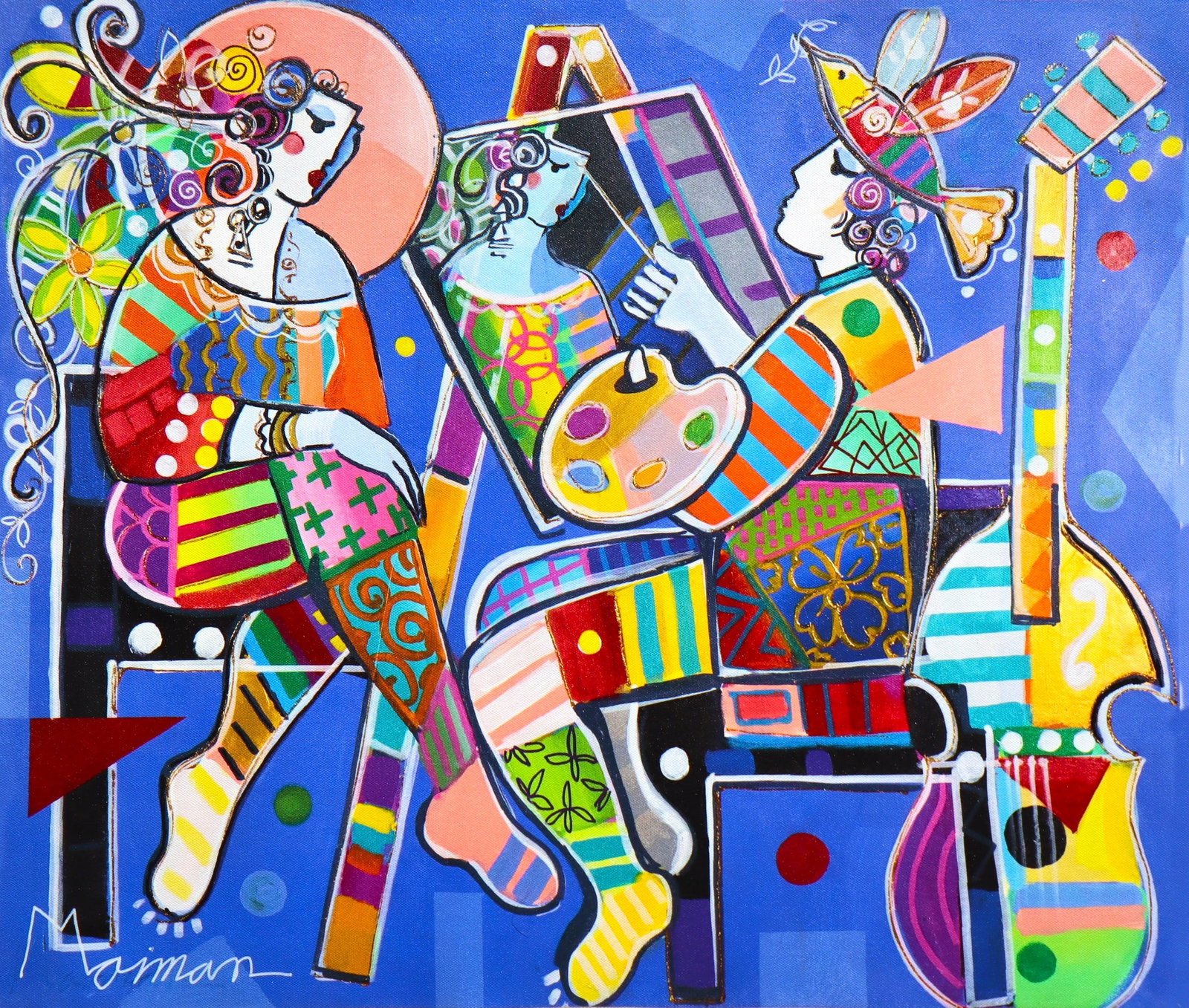 Isaac Maimon, Untitled, Mixed Media on Canvas: Artist: Issac Maimon (1951-Present) Title: Untitled Year: C. 2020 Signed: Yes Edition: Unique Approximate Image Size: 24"x20" Approximate Canvas Size: 28"x24.5" Type: Embellished Serigraph Surface: Ca