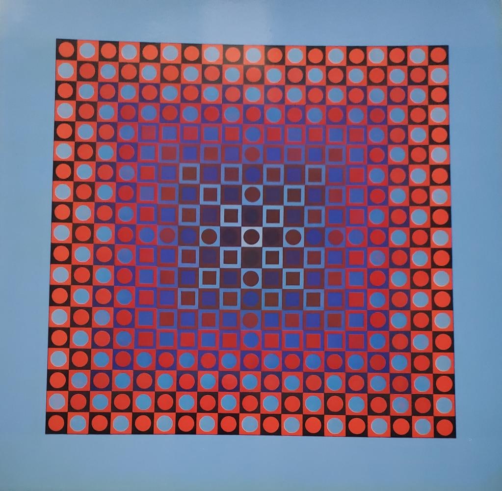 Victor Vasarely, Alom, 1966: Description: Title: ALOM Type: Monograph on paper Not Signed or numbered, as published Published by Editions Du Griffon Neuchatel in 1971, and printed in Switzerland. Size 10.5 x 10.5" Framed Approx: 