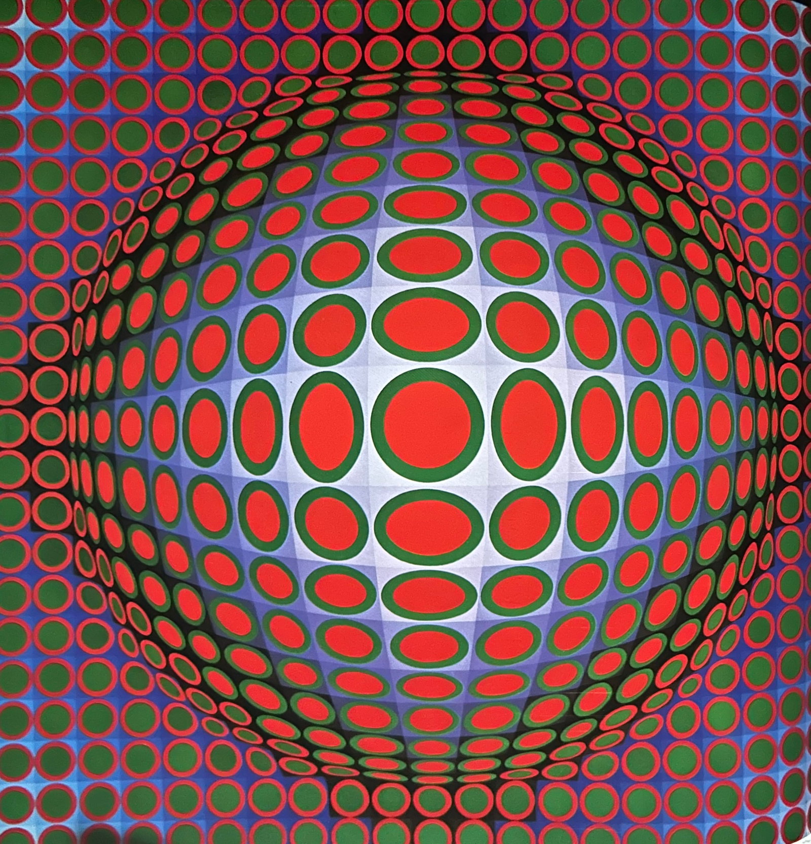Victor Vasarely, Psychadelic patterning: Description: Title: Psychadelic patterning Type: Monograph on paper, framed Not Signed or numbered, as published Published by Editions Du Griffon Neuchatel in 1971, and printed in Switzerland. Size 10