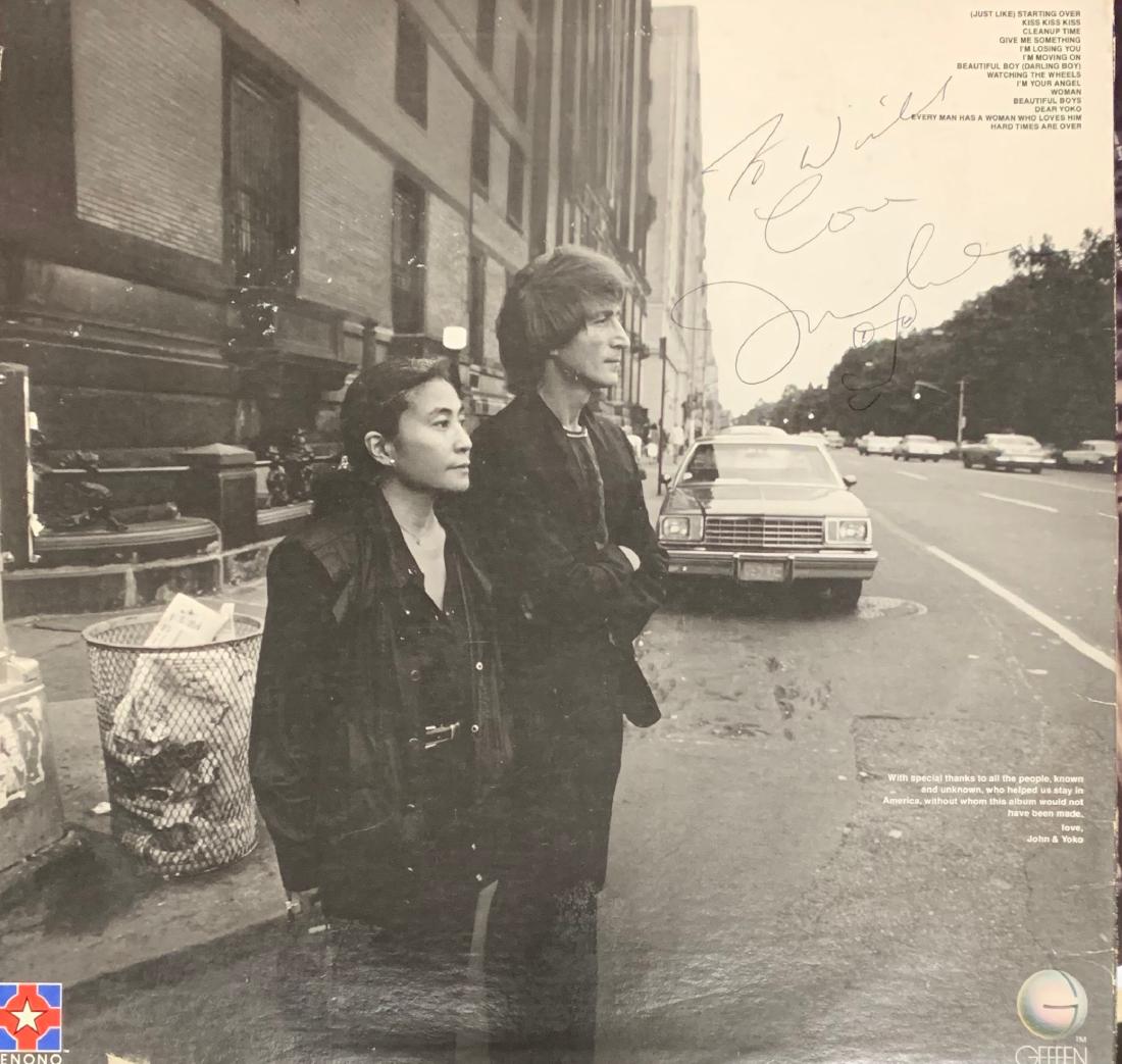 John Lennon Autographed Double Fantasy: Signed by John on the back cover.