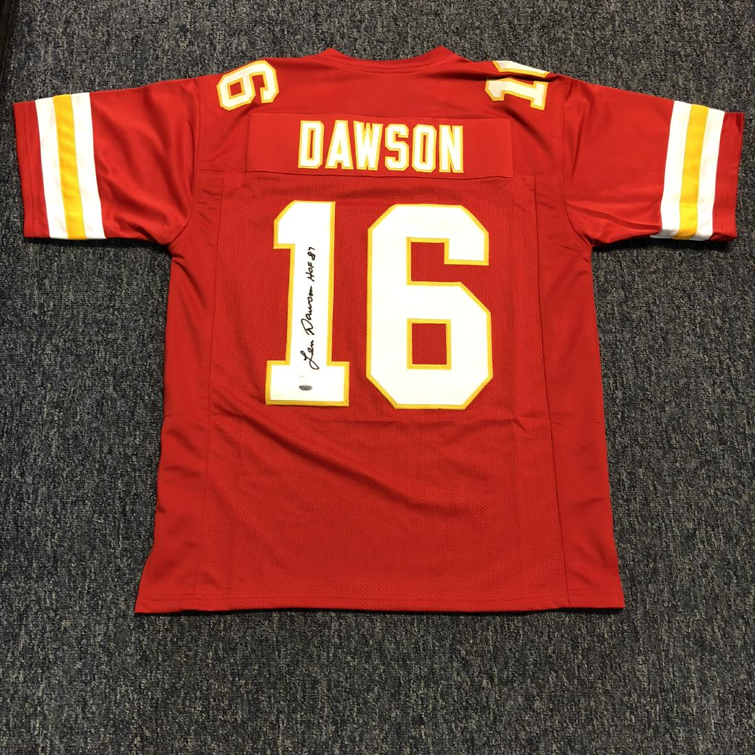 Len Dawson Autographed Chiefs Jersey With Leaf COA: Autographed Custom Jersey