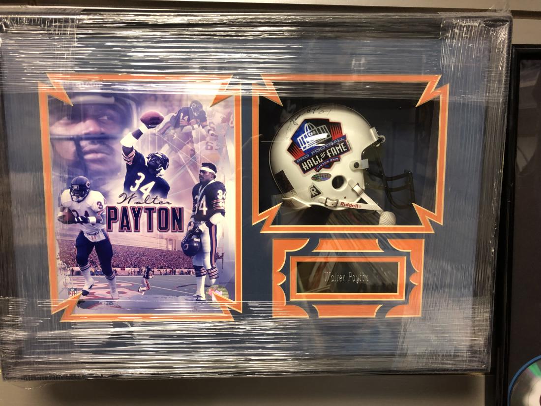 Walter Payton Autographed And Framed Mini Helmet (1 of 1)