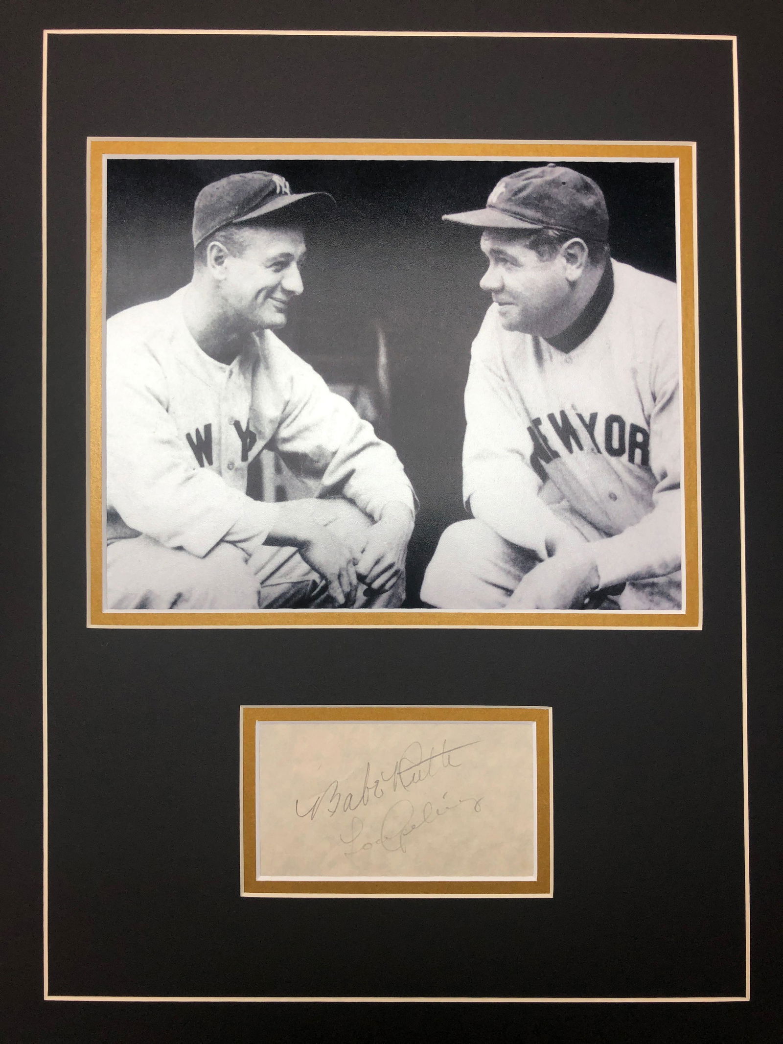 Babe Ruth Lou Gehrig Autographed Display Framed (1 of 1)