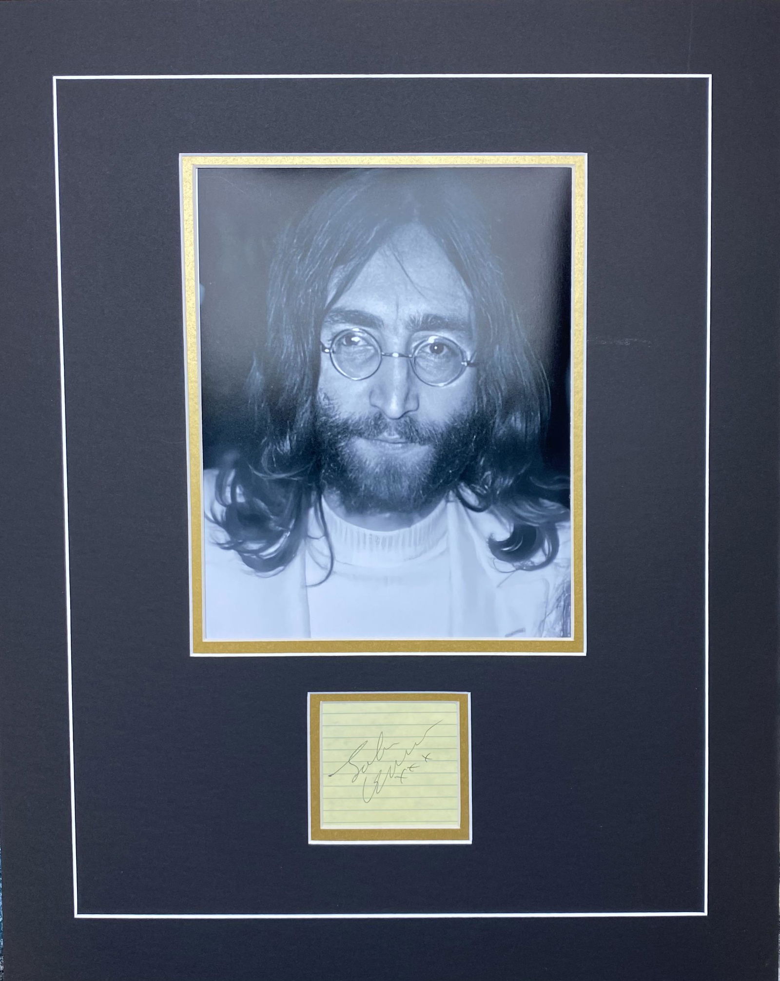 John Lennon Autographed Display: Each item comes with a COA from us. Ask any and all questions before bidding. All framed items take 2 weeks for framing. We ship everyday. Once items is paid items usually ship within 4 days of paymen