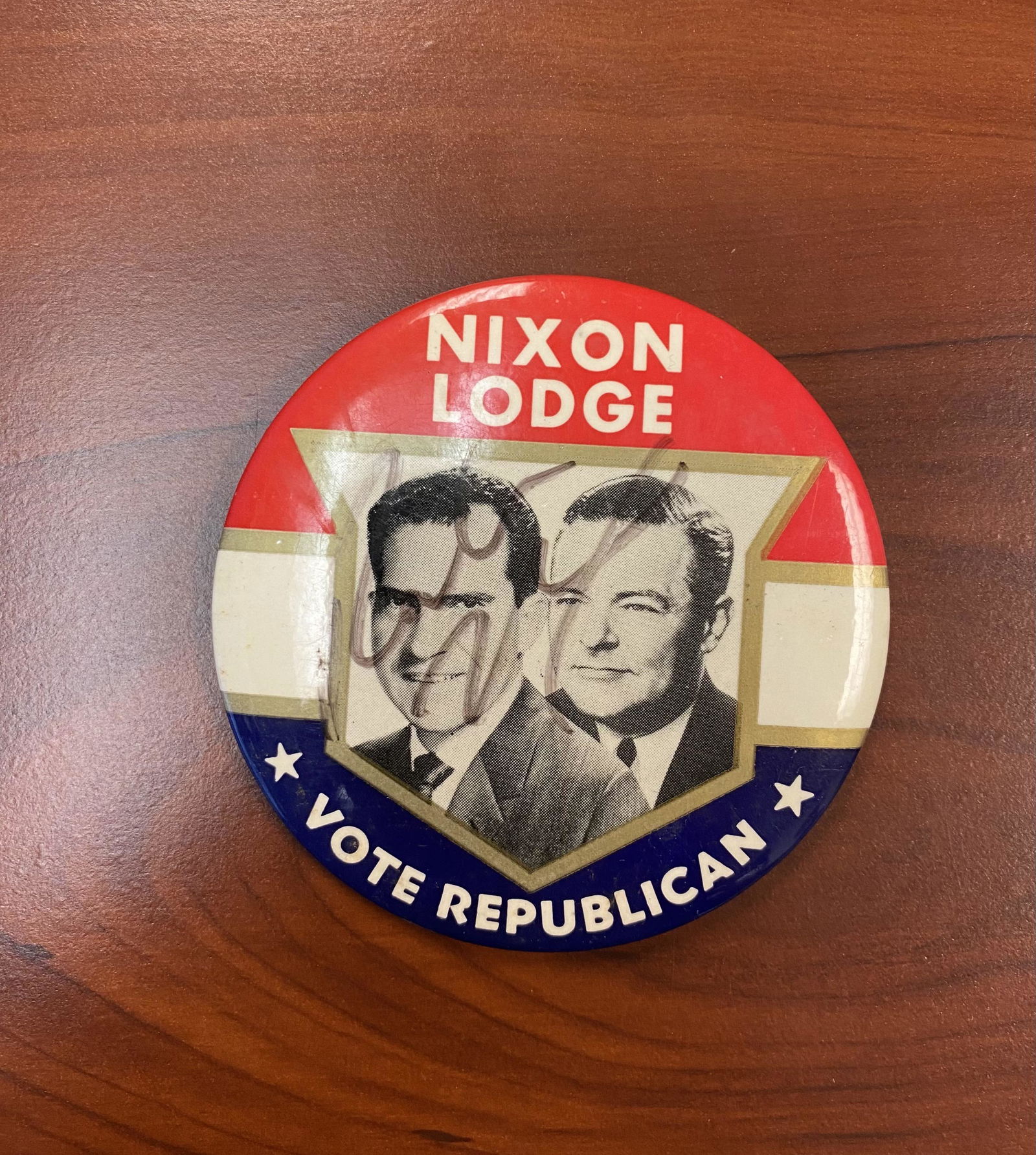 Richard Nixon Autographed Pin (1 of 1)