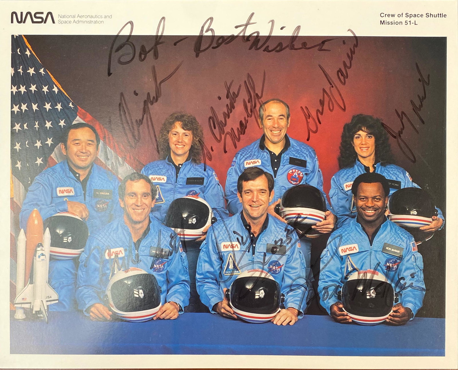 Challenger Autographed 8x10 STS 51-L All 7 RARE (1 of 1)