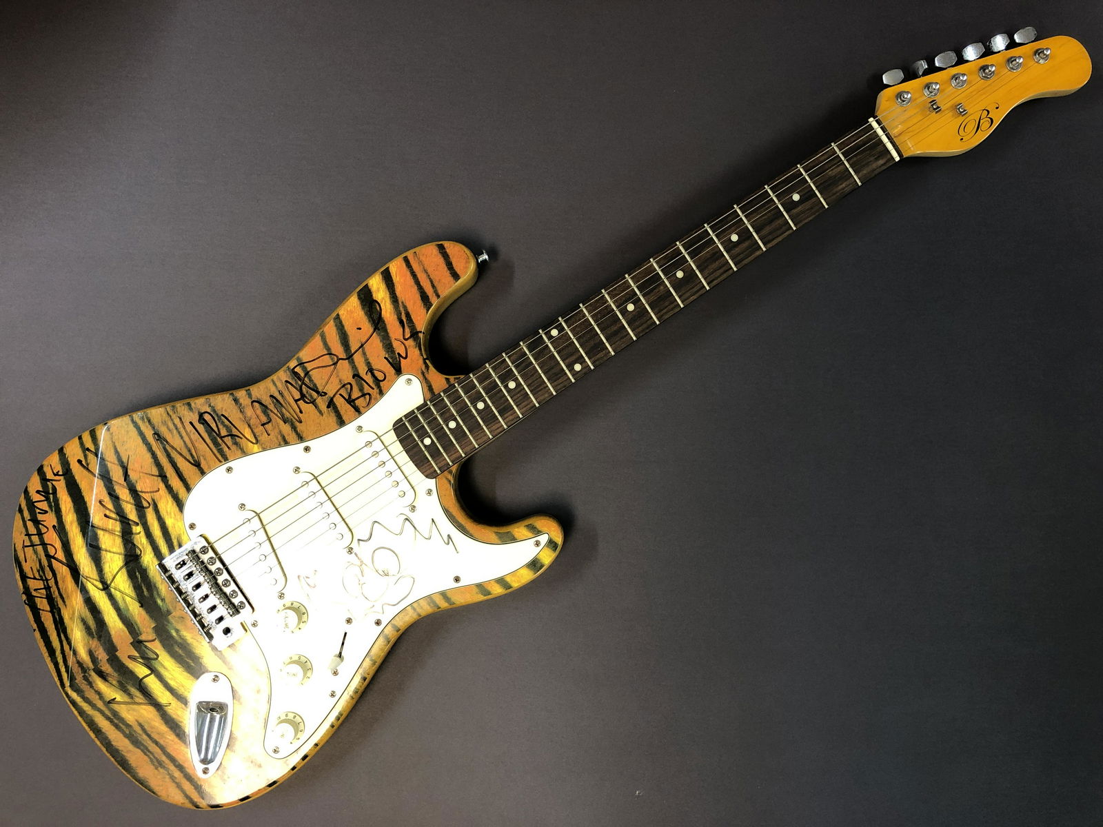 Nirvana autographed guitar, signed by all 3 members (1 of 1)