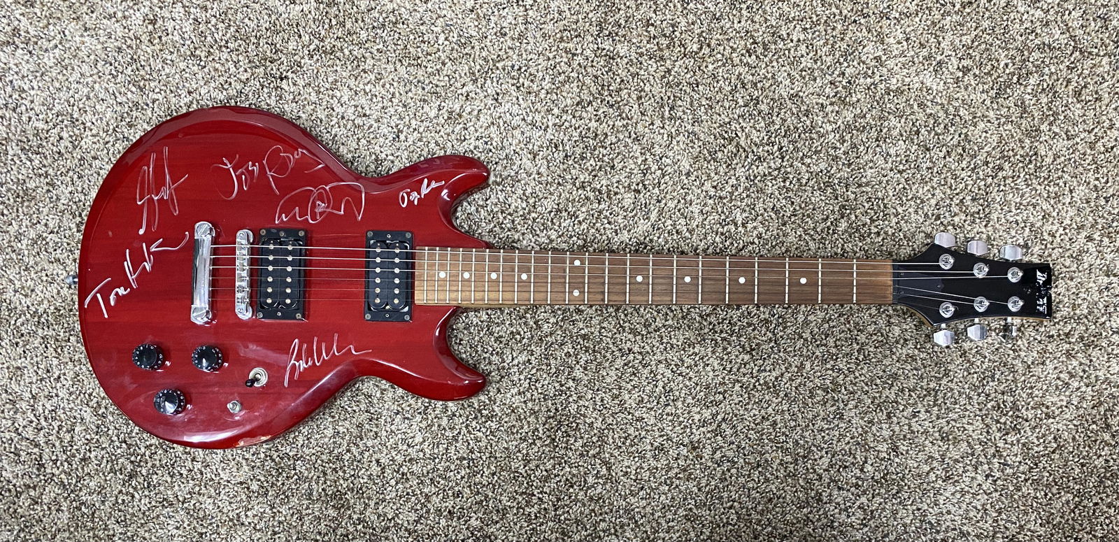 Aerosmith Autographed Guitar All 5 Members (1 of 1)