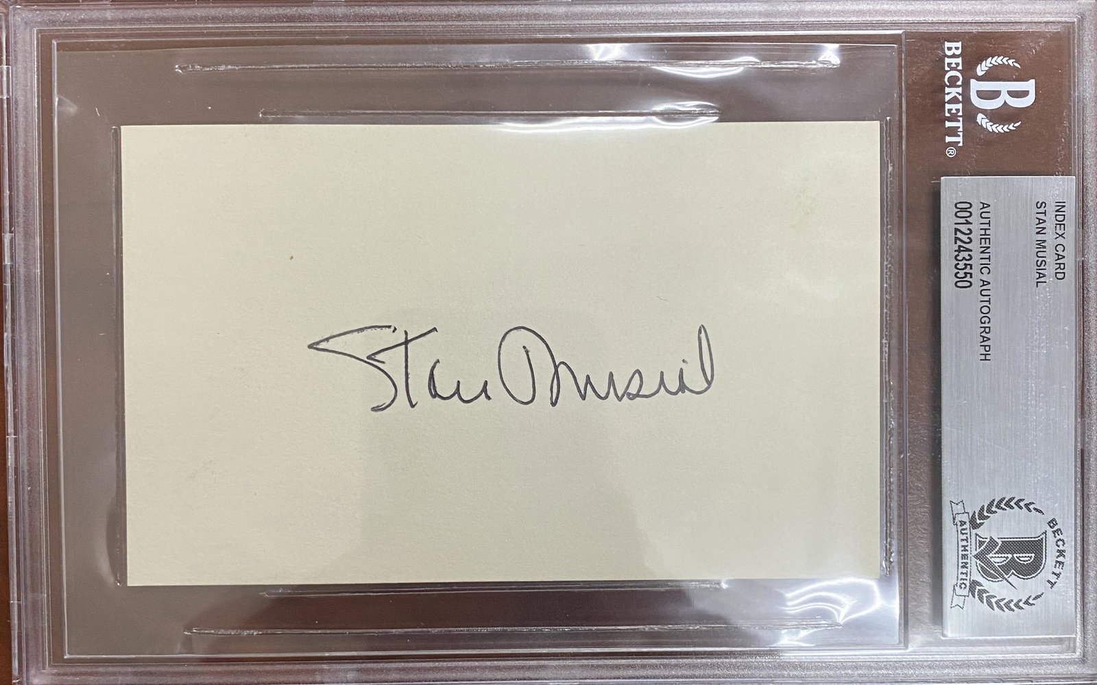Stan Musial Autographed CARD: Each item comes with a COA from us. Ask any and all questions before bidding. All framed items take 2 weeks for framing. We ship every day. Once invoice is paid items usually ship within 4 days of pay