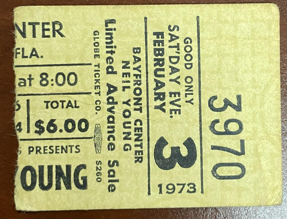 Neil Young Vintage Concert Ticket (1 of 1)