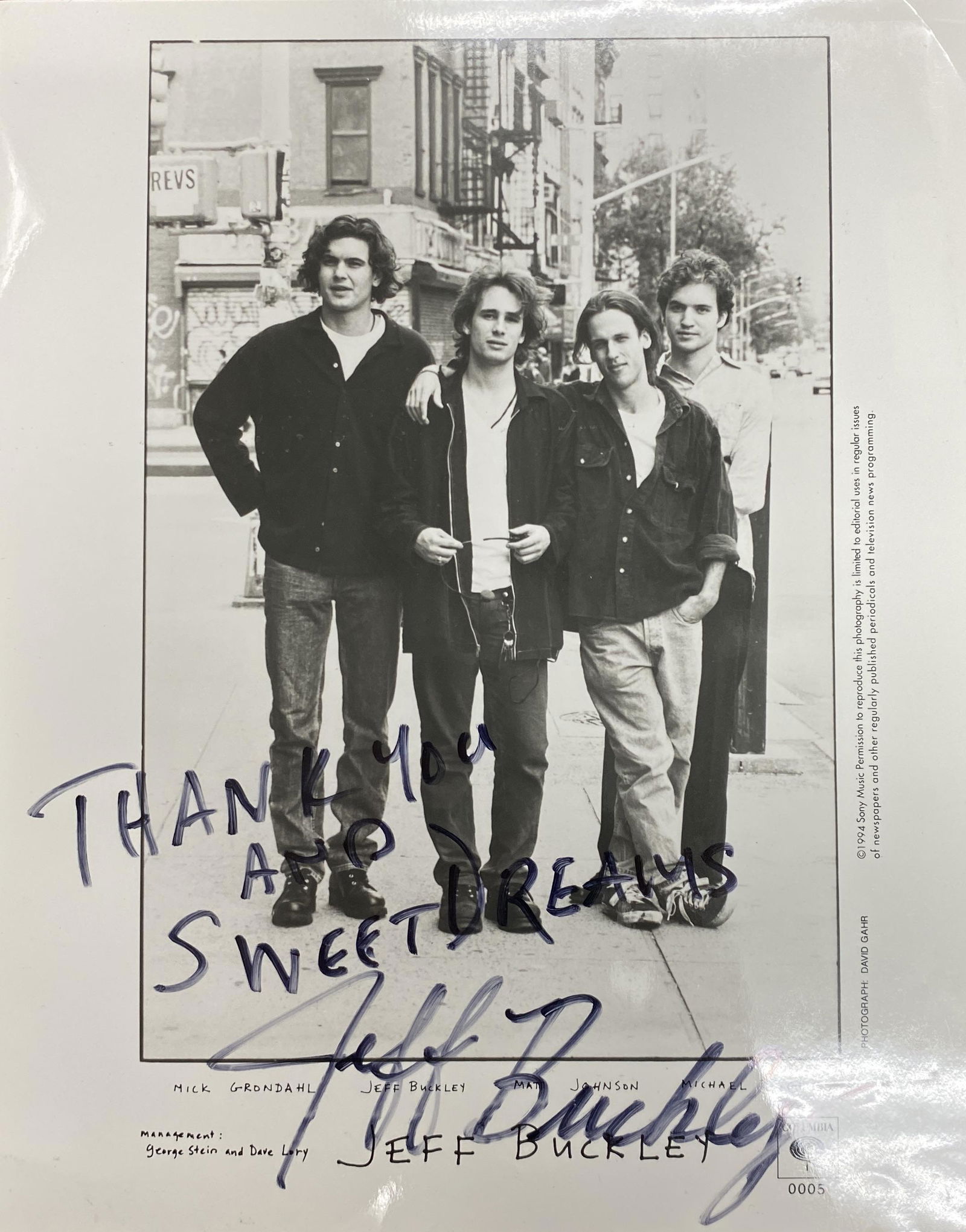 Jeff Buckley Autographed Photo (1 of 1)