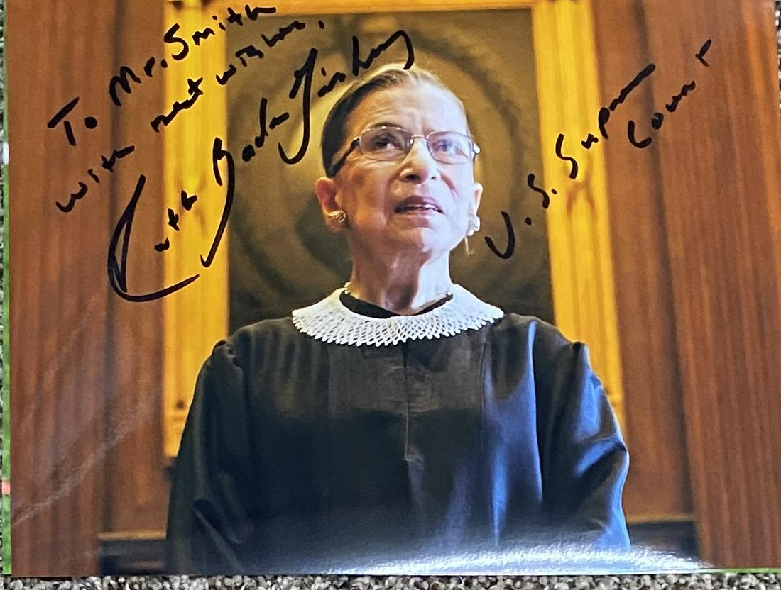 Ruth Bader Ginsburg Autographed 8X10: Each item comes with a COA from us. Ask any and all questions before bidding. All framed items take 2 weeks for framing. We ship every day. Once invoice is paid items usually ship within 4 days of pay