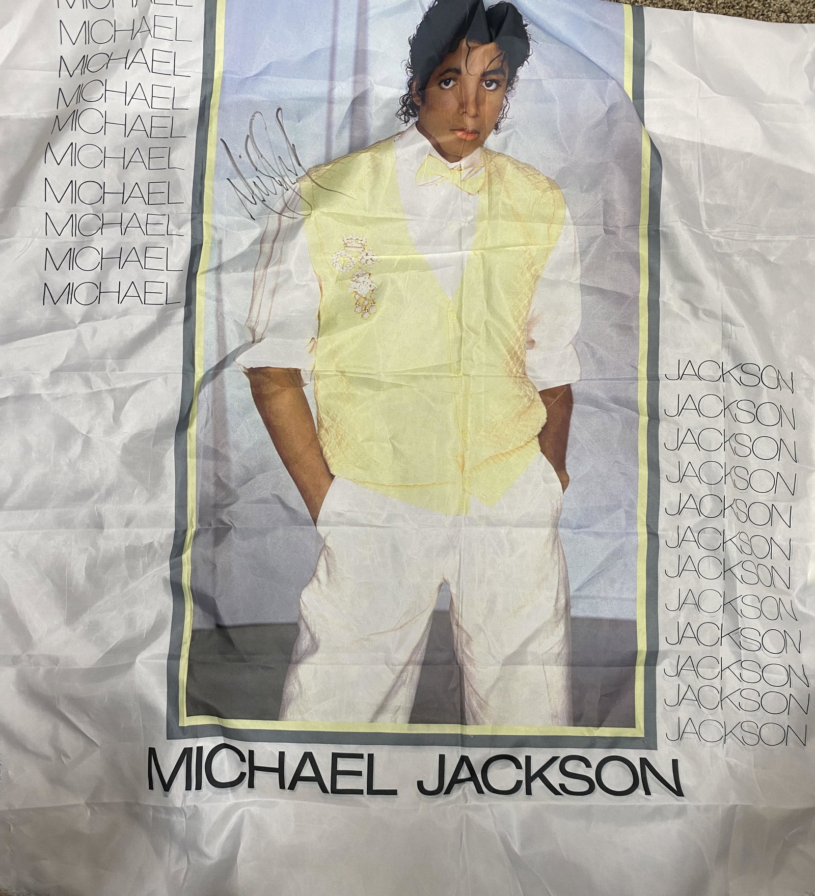 Michael Jackson Autographed LARGE Flag (1 of 1)